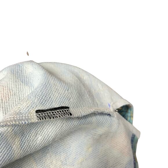 Le Superbe Fringed Tee Shirt Short Sleeve Hawaiian Print‎ Blue Size Small - Picture 10 of 10